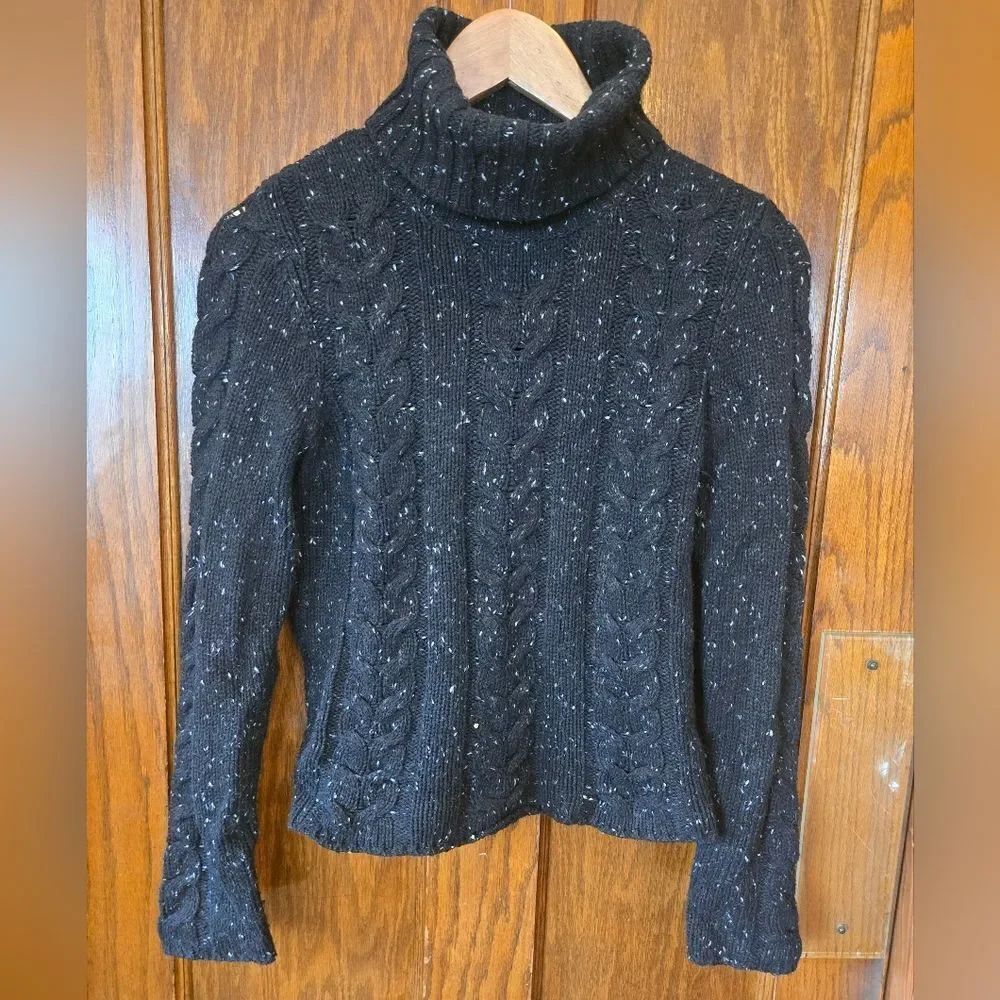 INC International Concepts Black Speckled Turtleneck Sweater